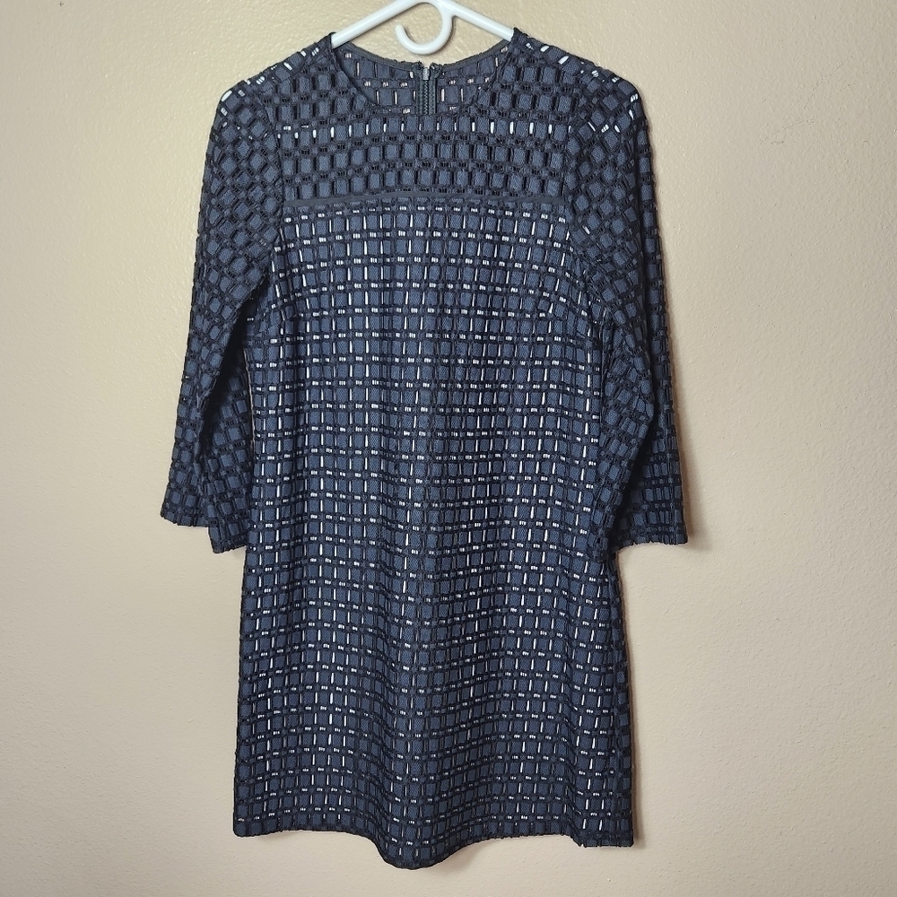 Erin Fetherston Black Eyelet Long Sleeve Lined Shift Dress-Size 4